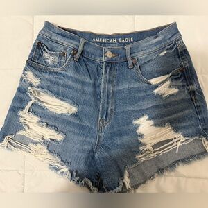 American Eagle Outfitters Ripped Light Blue Jean Shorts